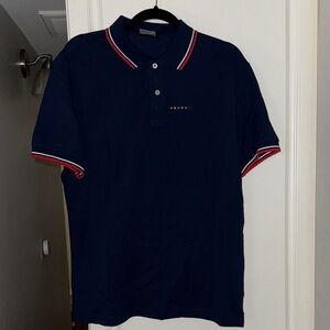 Prada Dark Blue Polo with Red and White Accents